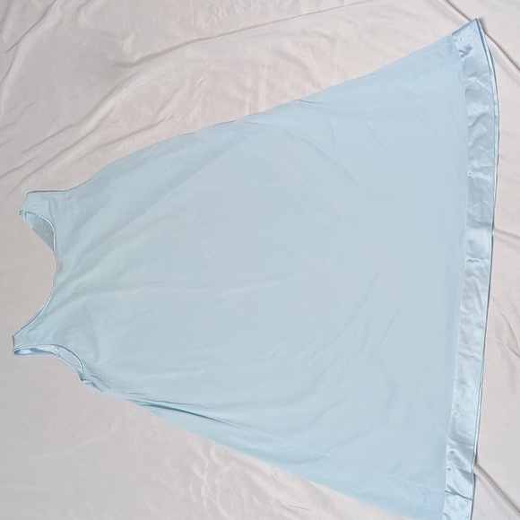 Vintage Vanity Fair Ice Blue Satin Trimmed Flower Embroidery Nightgown USA Made - Picture 3 of 7